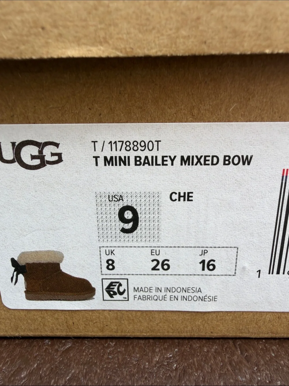 UGG Toddler Chestnut Mini Bailey Mixed Bow